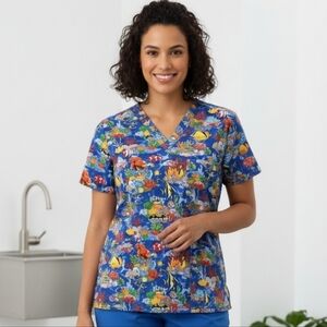 Uniform City scrub top small ocean scenes
